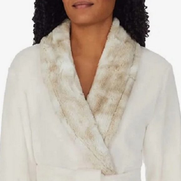 Carole Hochman Long Plush Wrap Robe Ivory Small NWT - Picture 4 of 4